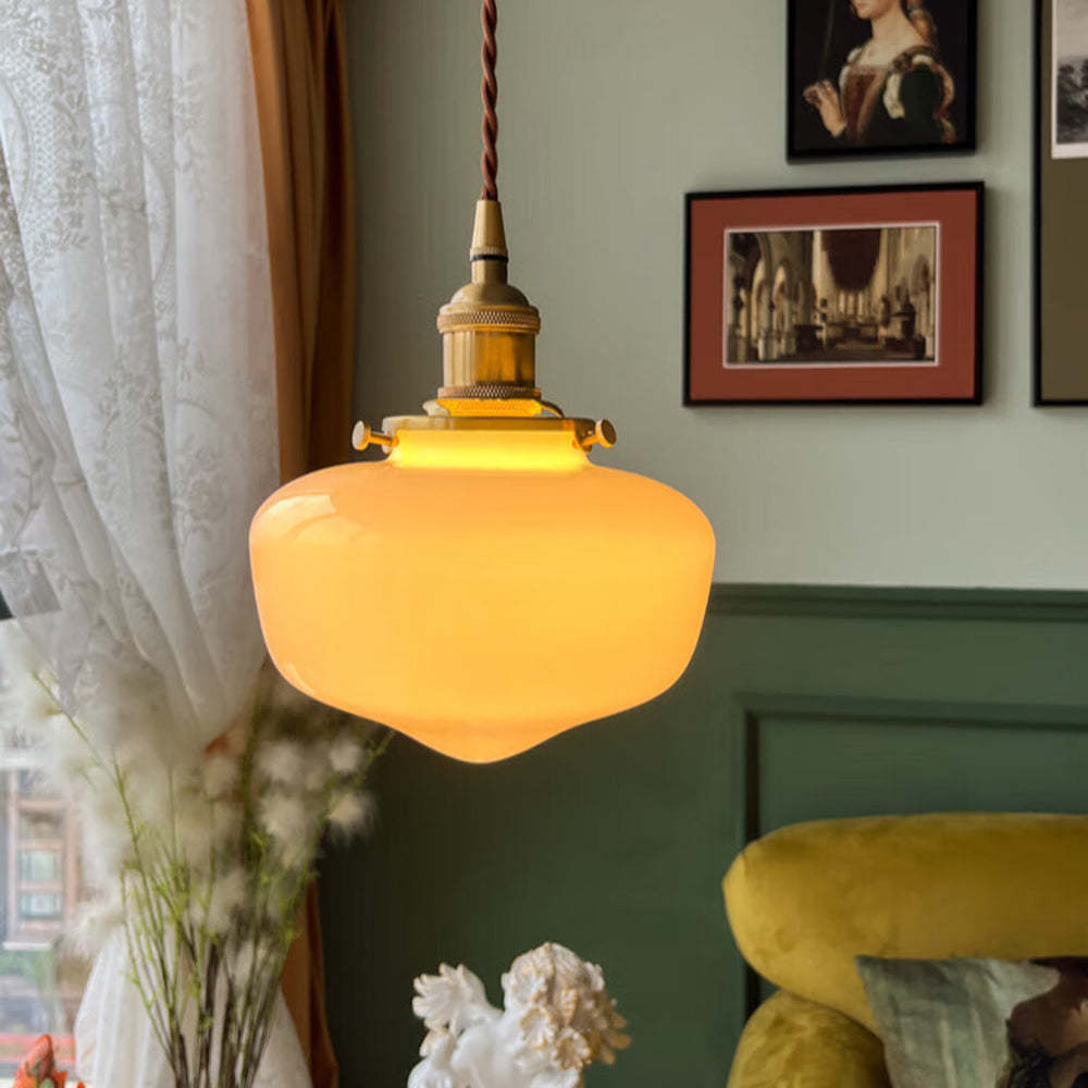 Elegant Brass & Glass Lantern Pendant Light