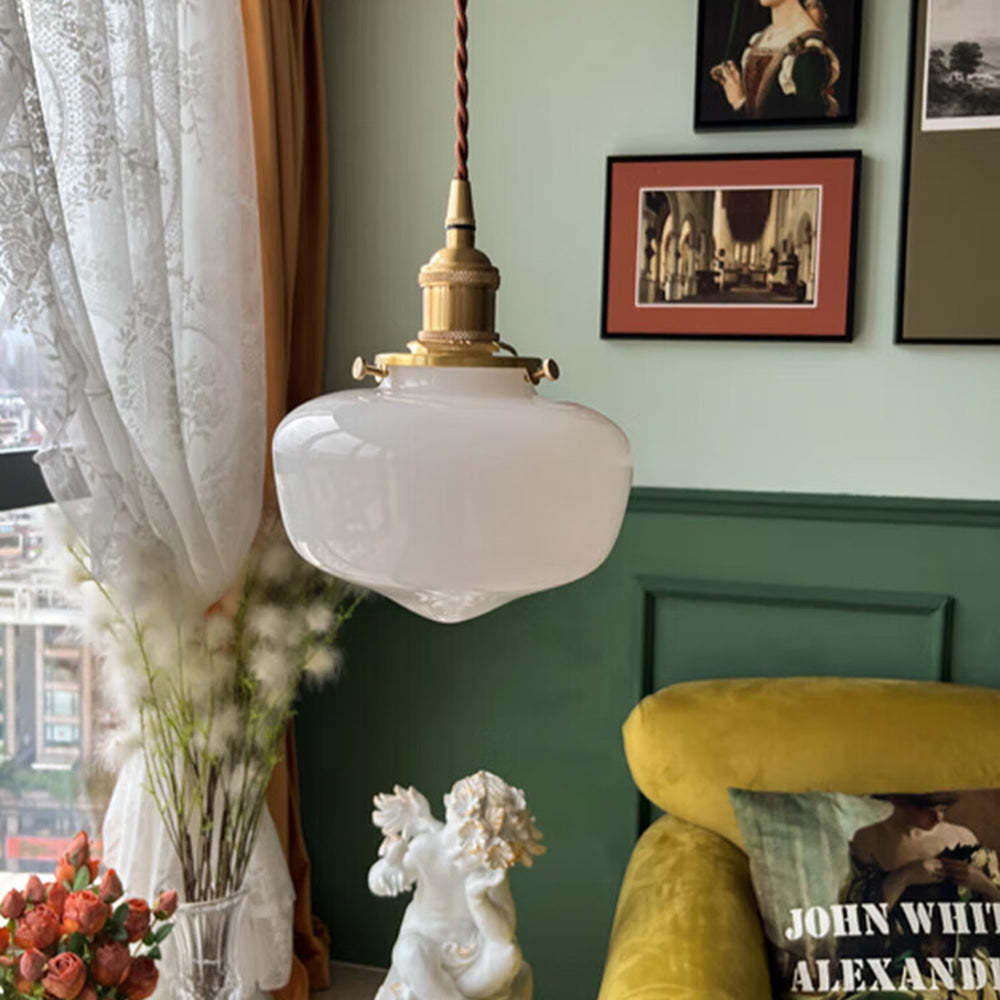 Elegant Brass & Glass Lantern Pendant Light