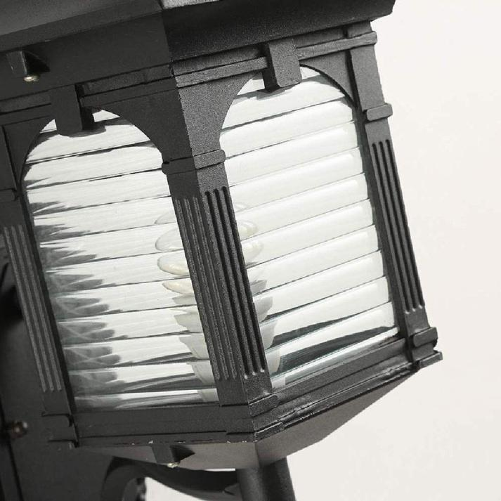 Classic Black Outdoor Wall Lantern with Antique Glass